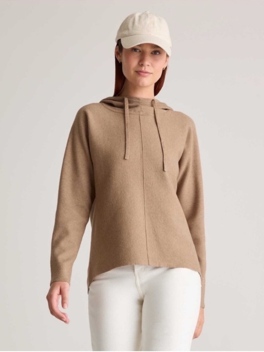 Quince Eco-Knit Milano Stitch Pullover Hoodie in Warm Taupe size M